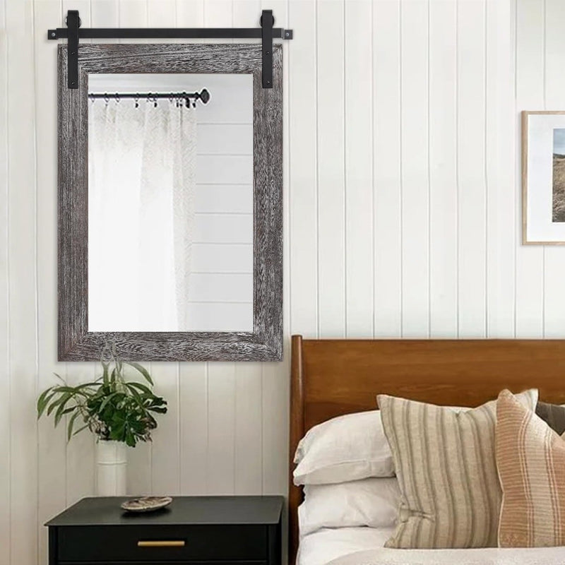 Mirror 75 x 55cm Barn Door Rustic