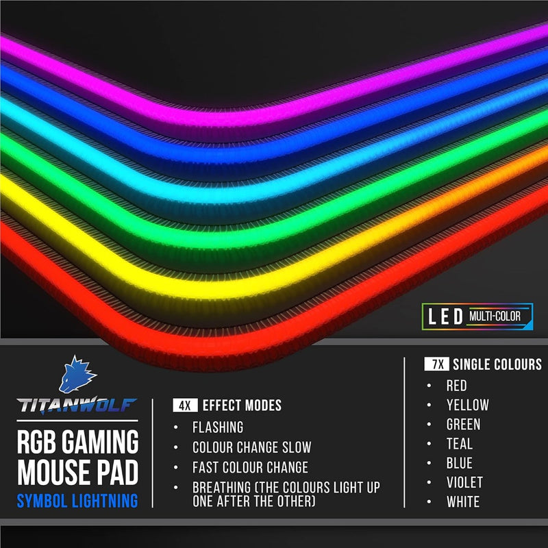 RGB Gaming Mouse Mat - 1200x600mm - TITANWOLF