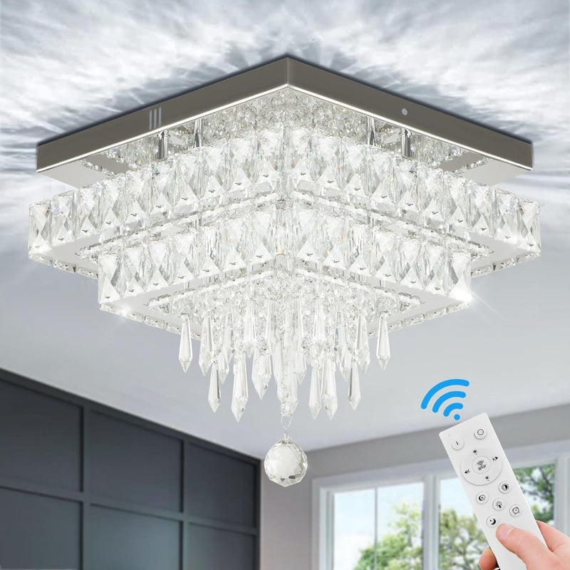 13'' Modern Crystal Ceiling Lighting with Remote Control FINKTONGLAN