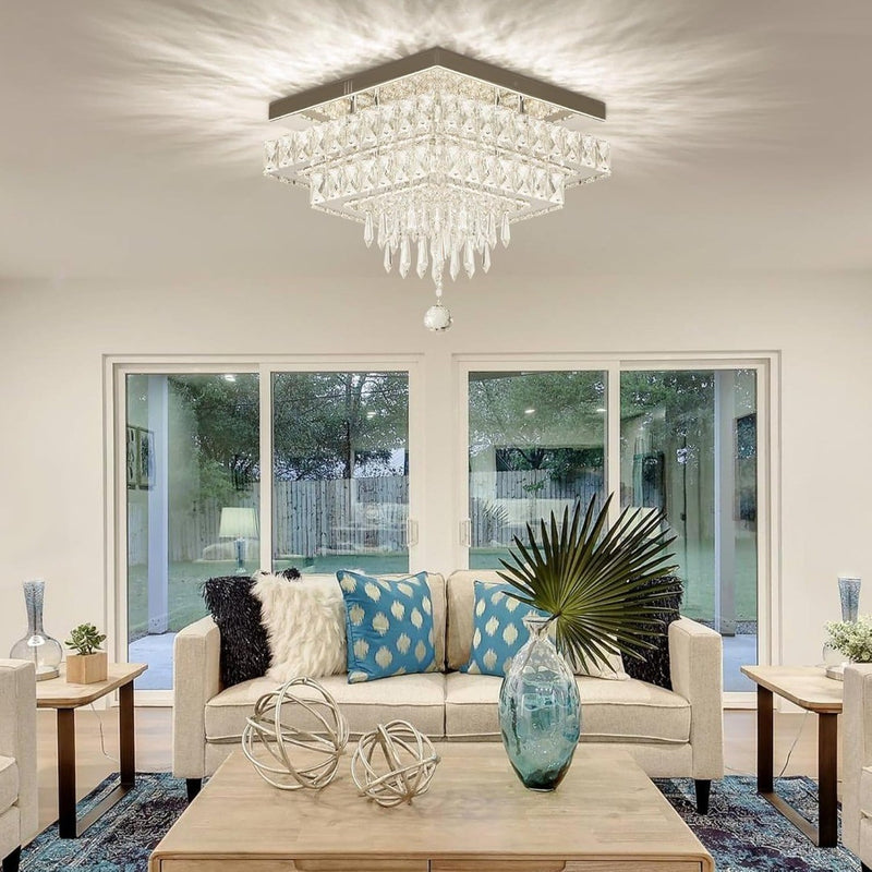 13'' Modern Crystal Ceiling Lighting with Remote Control FINKTONGLAN