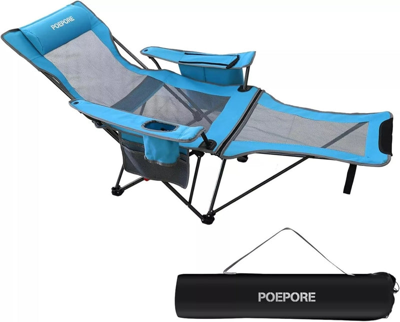 POEPORE Reclining Camping Chair  Blue