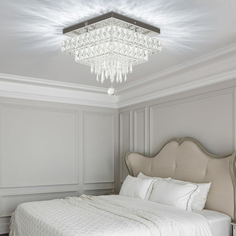 13'' Modern Crystal Ceiling Lighting with Remote Control FINKTONGLAN