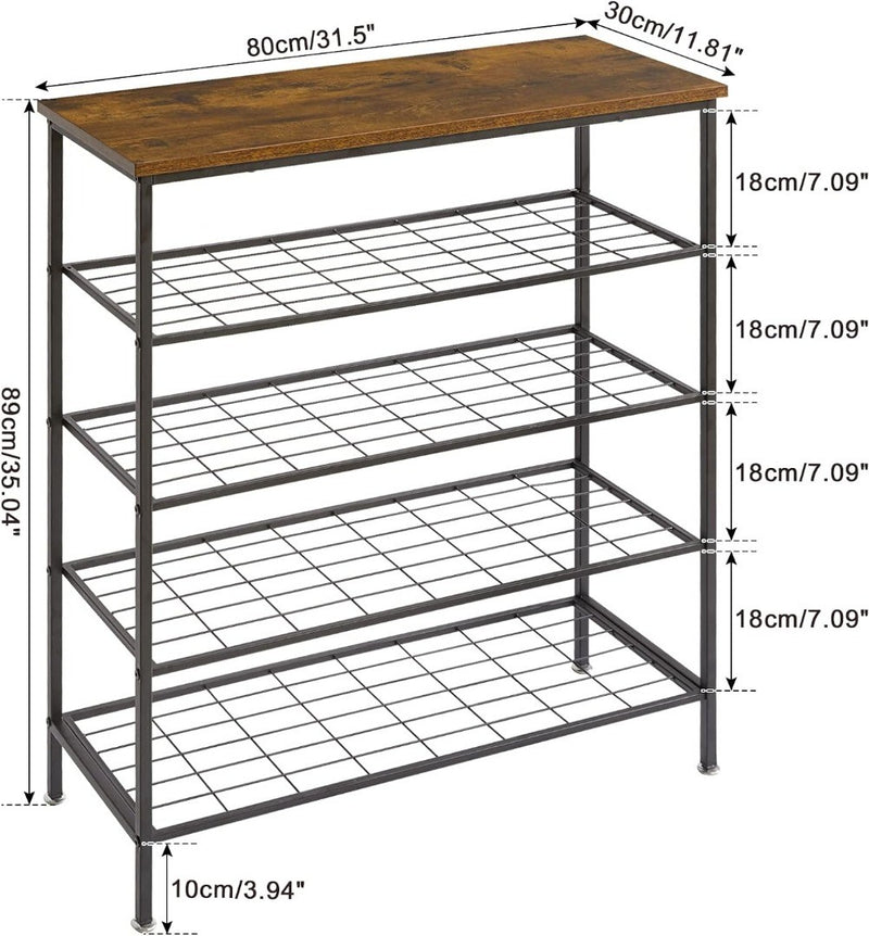 Shoe Bench, 5-Tier Industrial Shoe Rack