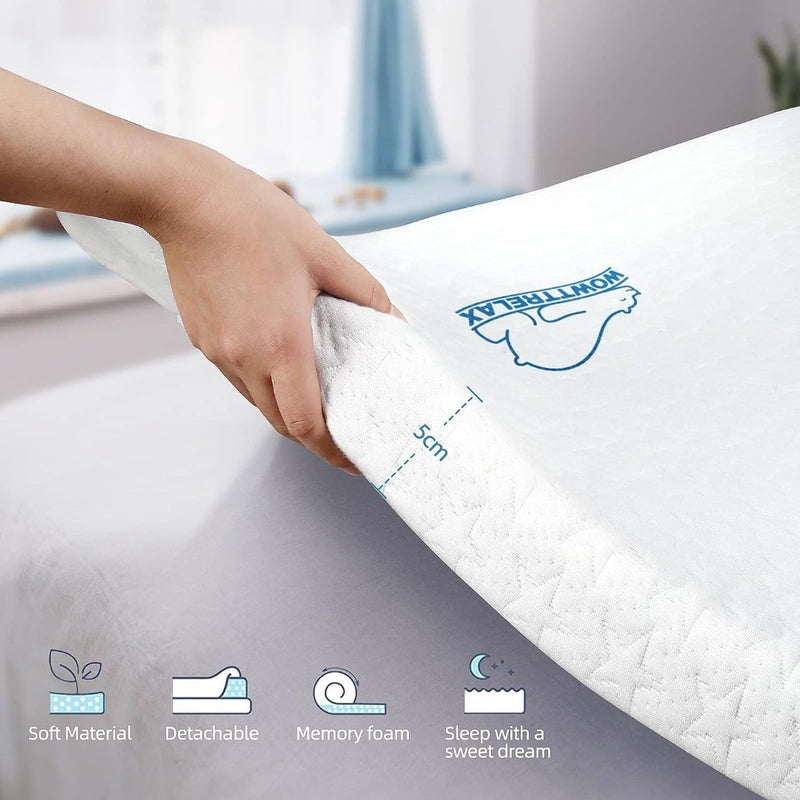 Mattress Topper 2 Inch Memory Foam Single White wowttrelax