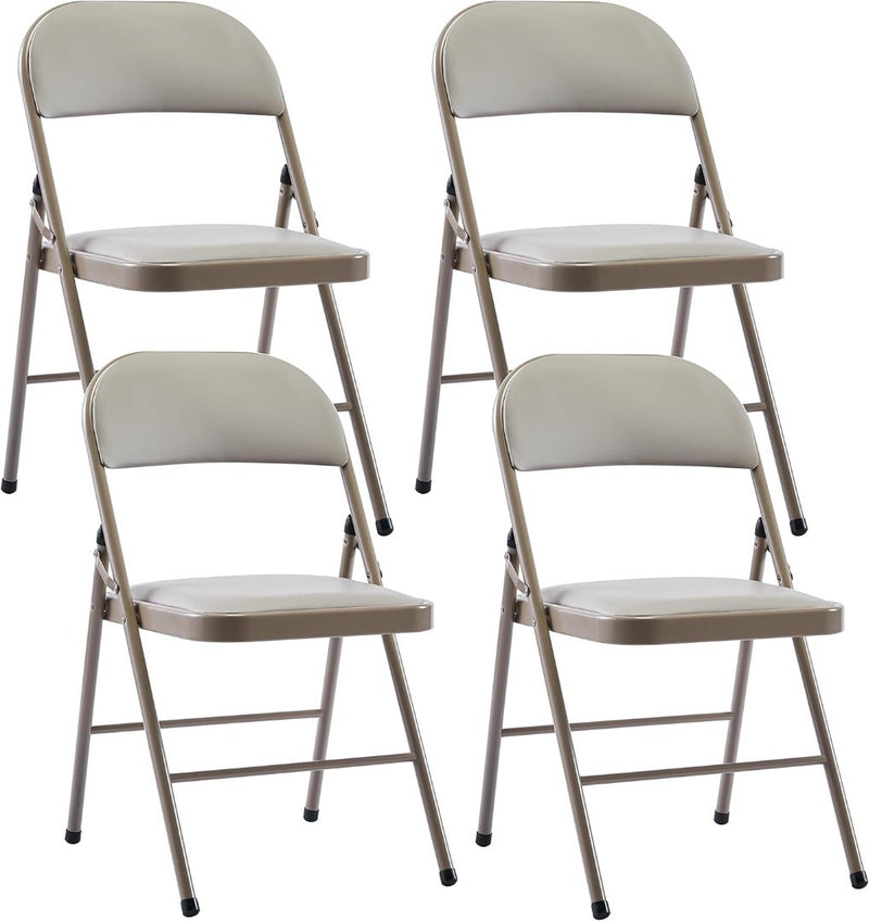 4pcs PU Folding Chairs Indoor Stable Metal Frame