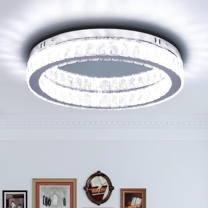 17.7" Crystal Flush Mount Ceiling Light Fixture