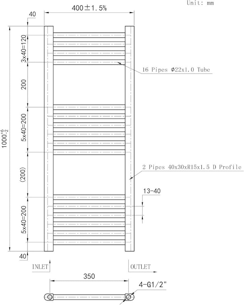 Straight Central Heating Towel Rail Radiator