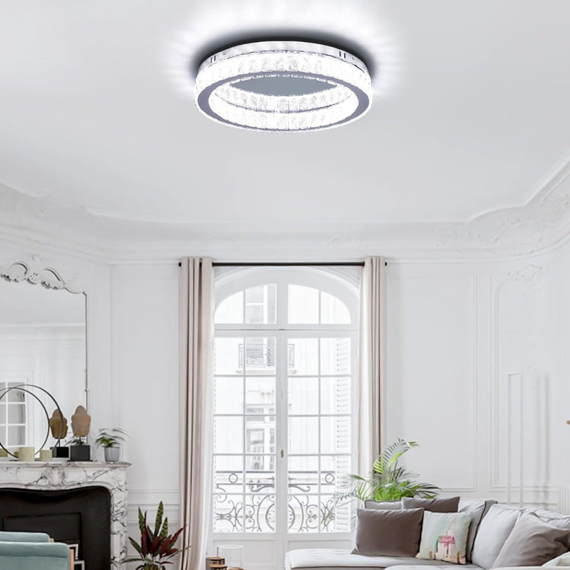 17.7" Crystal Flush Mount Ceiling Light Fixture