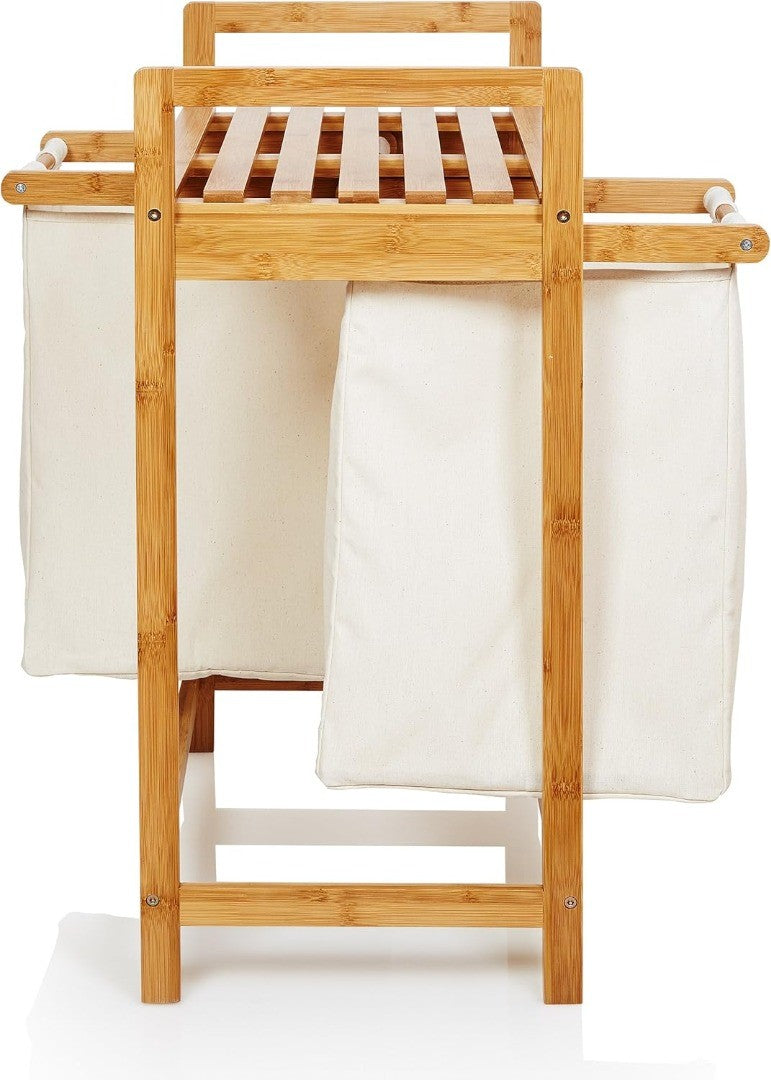 Double Laundry Hamper Bamboo