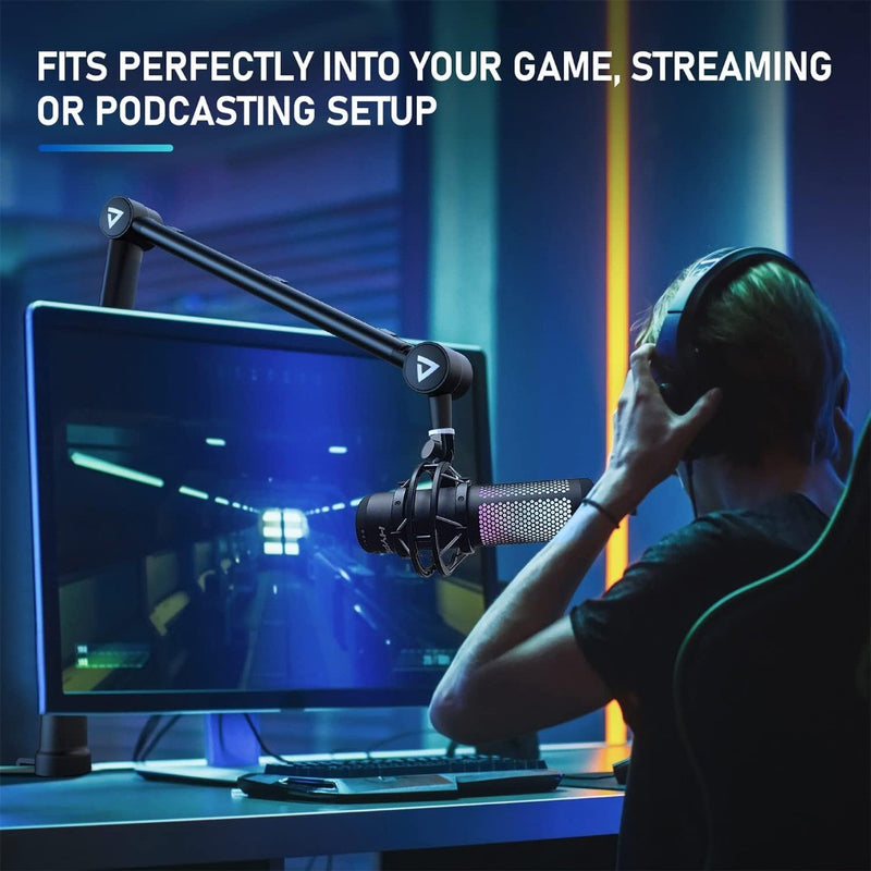 Zoom Boom Arm- Mic Arm- Fully Adjustable Podmic for Gamers and Podcasts