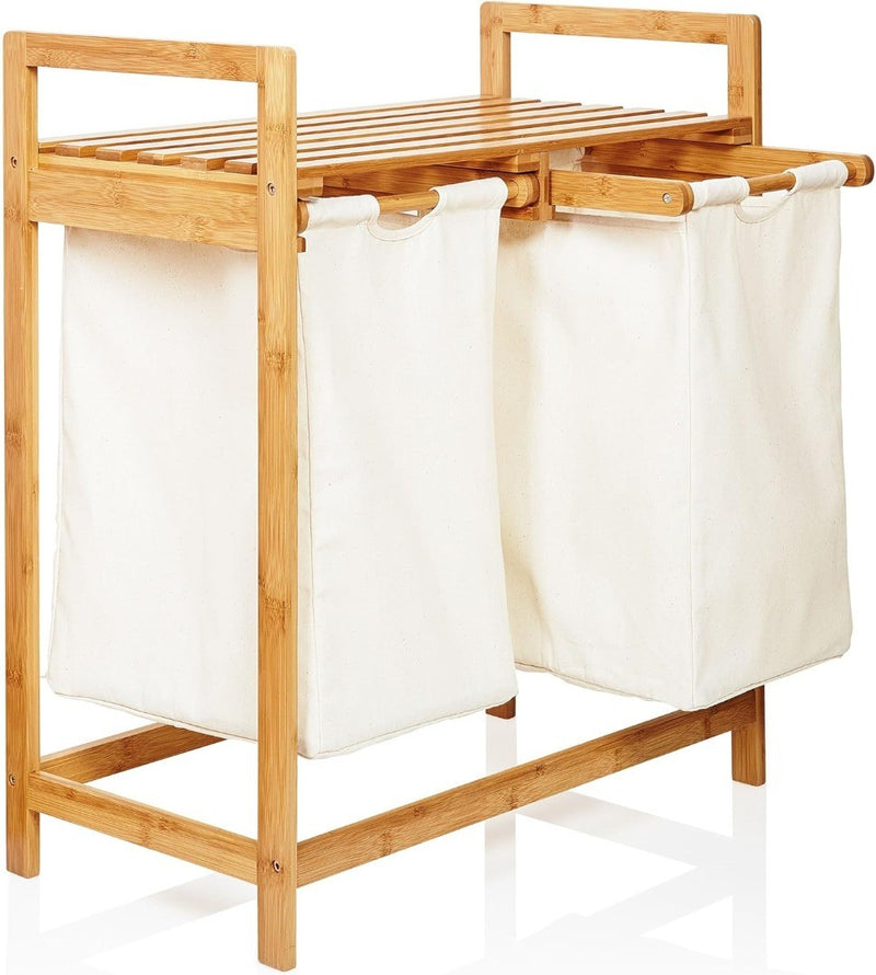 Double Laundry Hamper Bamboo