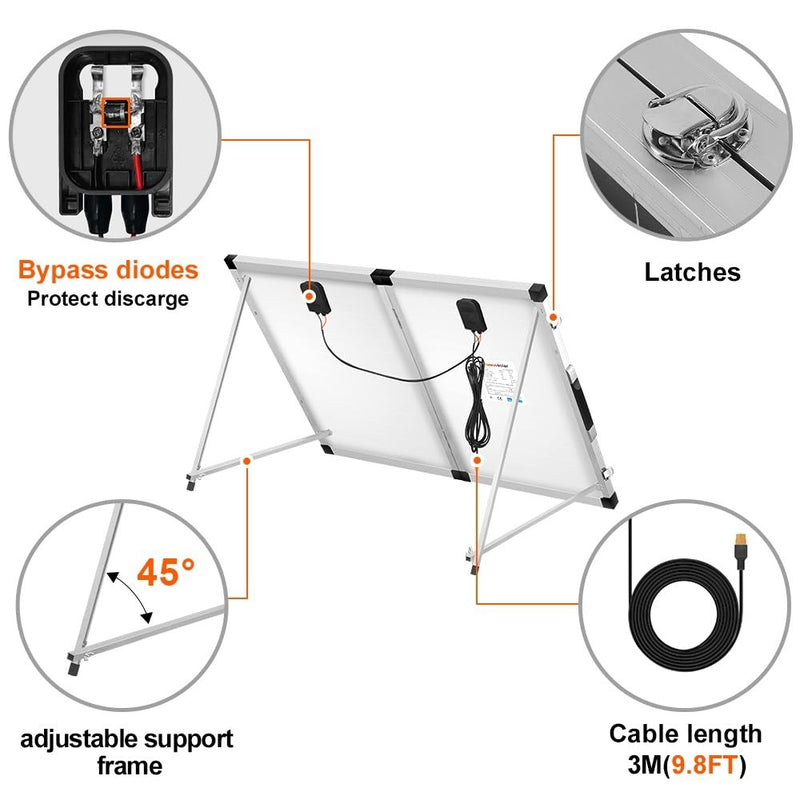 Foldable Portable Solar Panel 100 Watt Suitcase