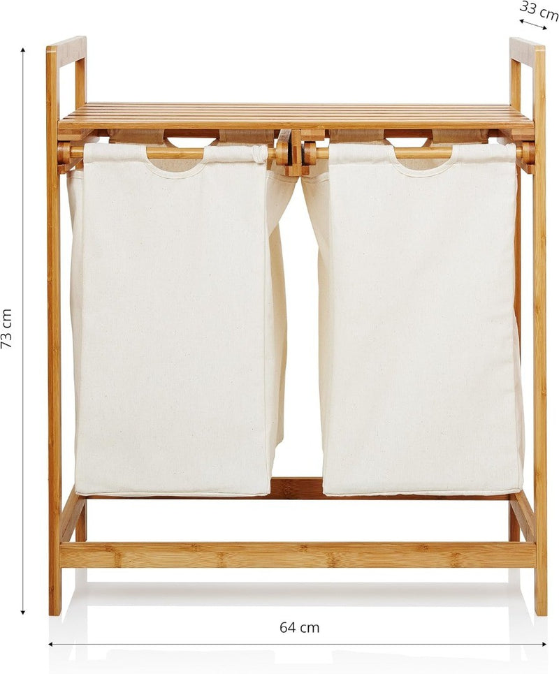 Double Laundry Hamper Bamboo