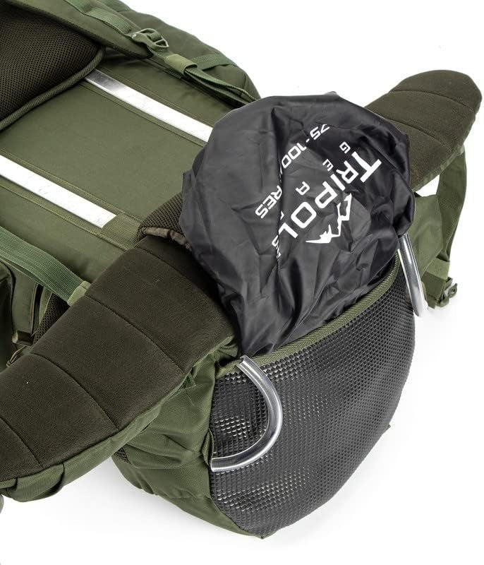 105L Metal Frame Rucksack - Army Green - Raincover