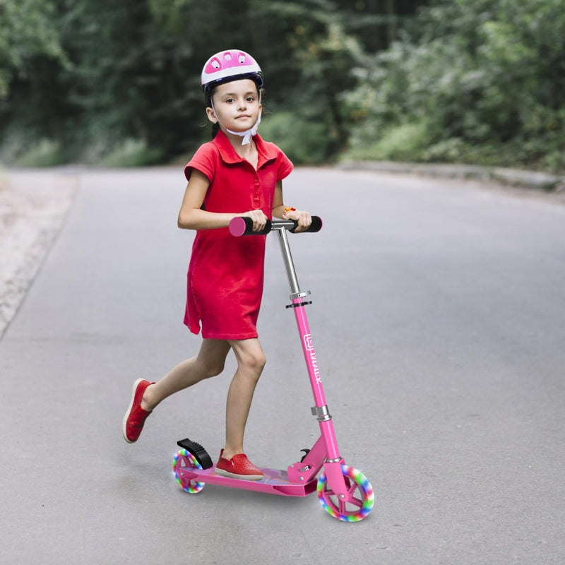 Portable Kids Scooter LED Light PU Wheels Pink IMMEK