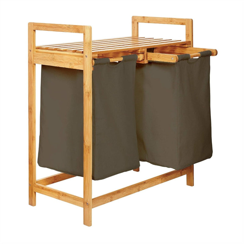 Bamboo Laundry Basket with 2 extendable laundry bags