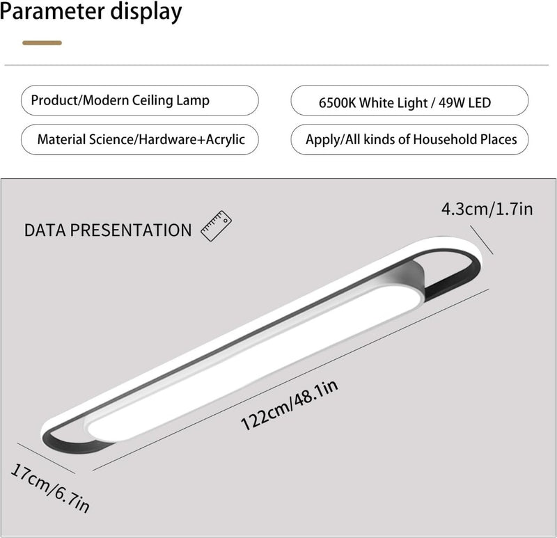 Ceiling Lamp 122cm Acrylic Linear LED