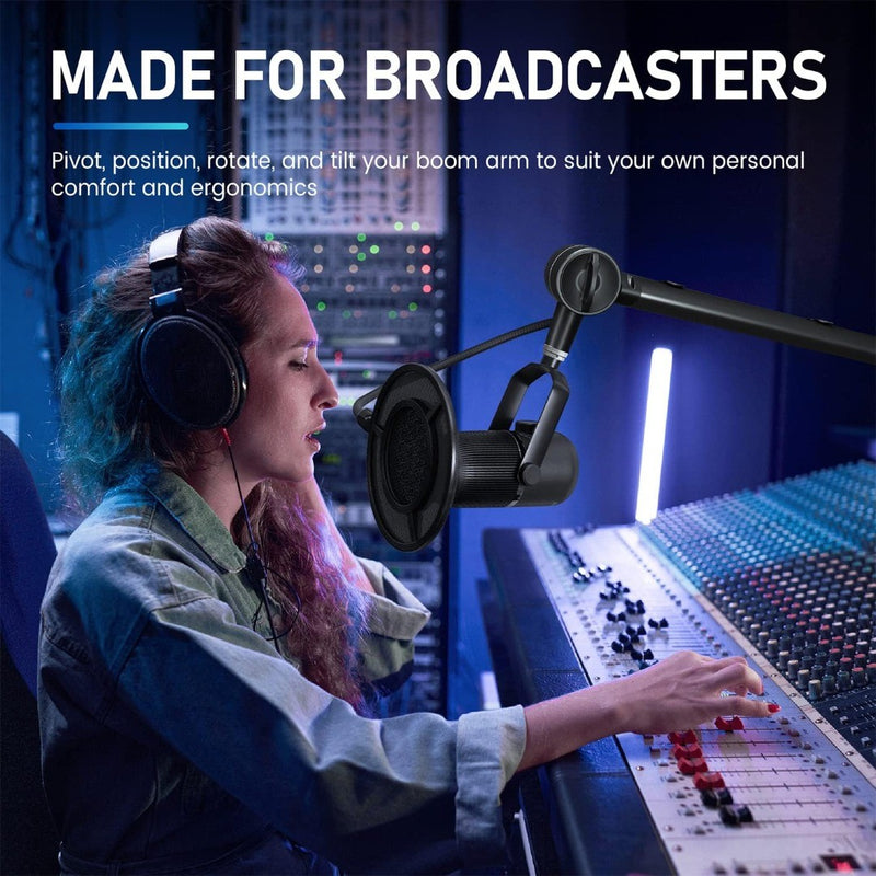 Zoom Boom Arm- Mic Arm- Fully Adjustable Podmic for Gamers and Podcasts