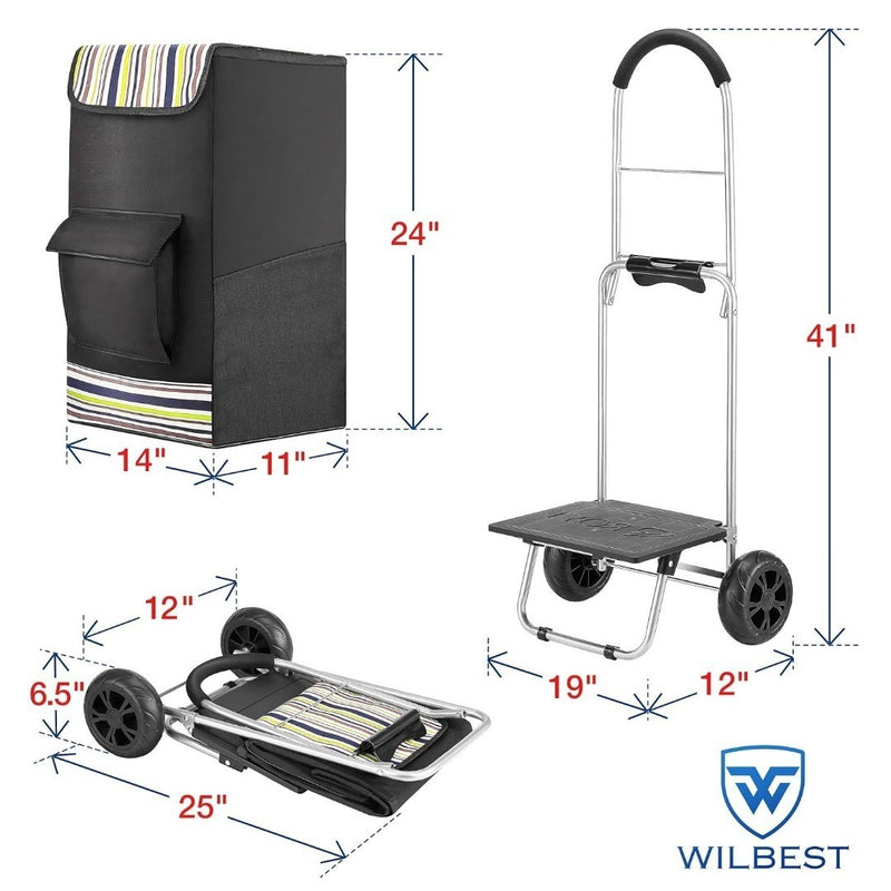 Foldable Shopping Trolley Stainless Steel Black