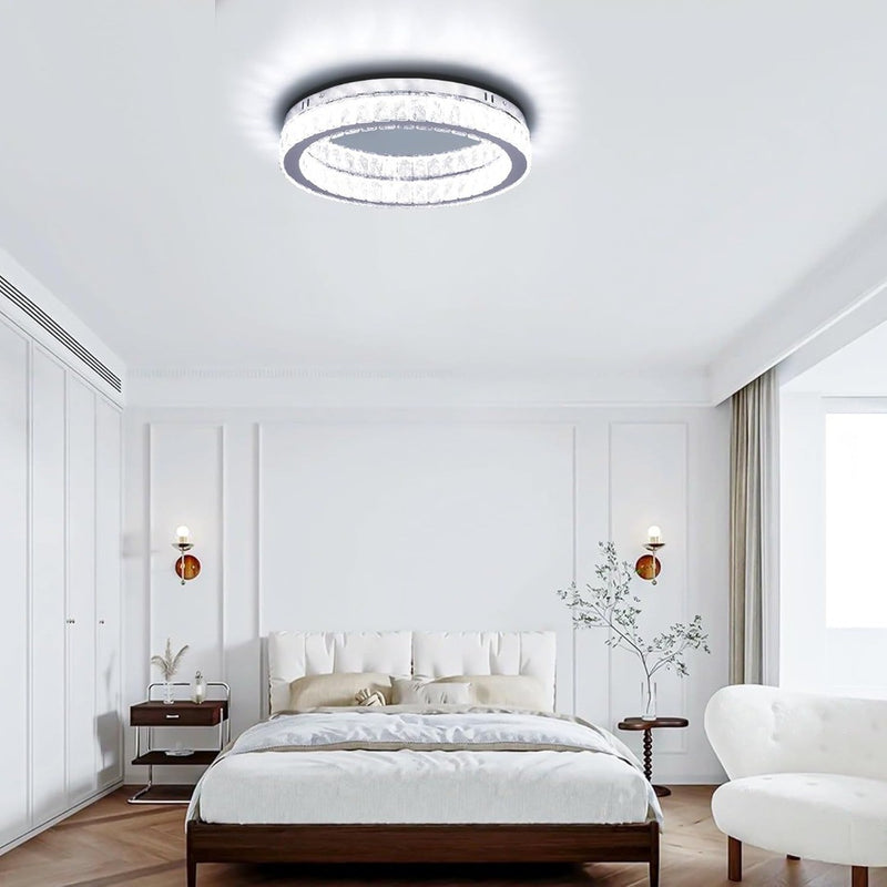 17.7" Crystal Flush Mount Ceiling Light Fixture