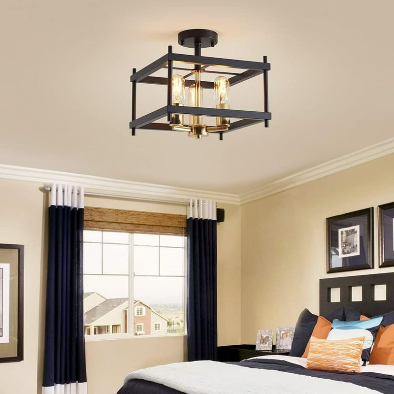 Ceiling Light - Saint Mossi Light with a Metal Frame in Gold & Black Finish .