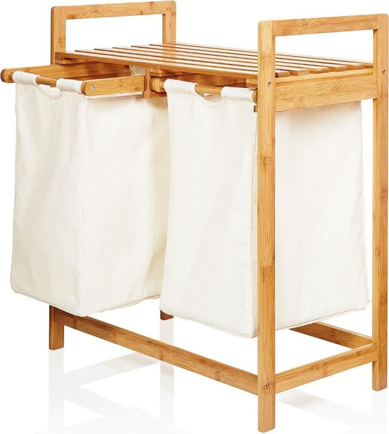 Double Laundry Hamper Bamboo