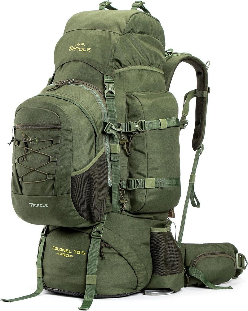 105L Metal Frame Rucksack - Army Green - Raincover