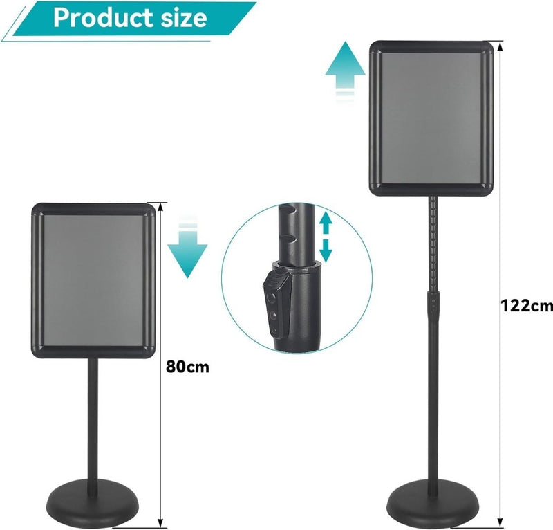 A4 Sign Stand Vertical & Horizontal Black HUAZI