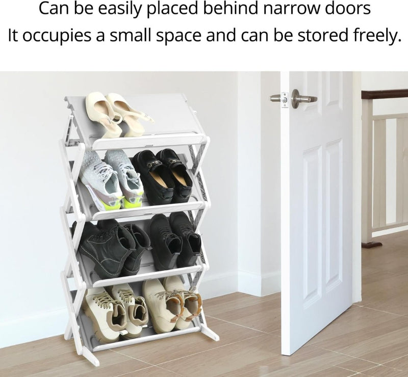 4-Tier Shoe Rack - Grey - Plastic - Adjustable