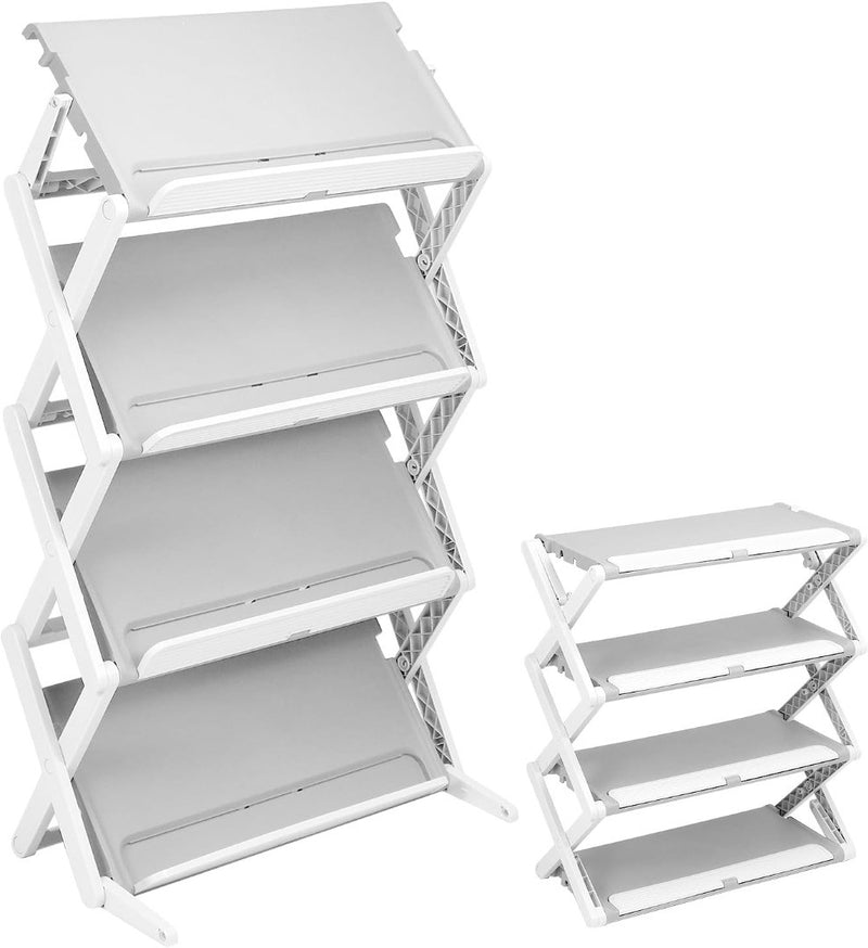 4-Tier Shoe Rack - Grey - Plastic - Adjustable