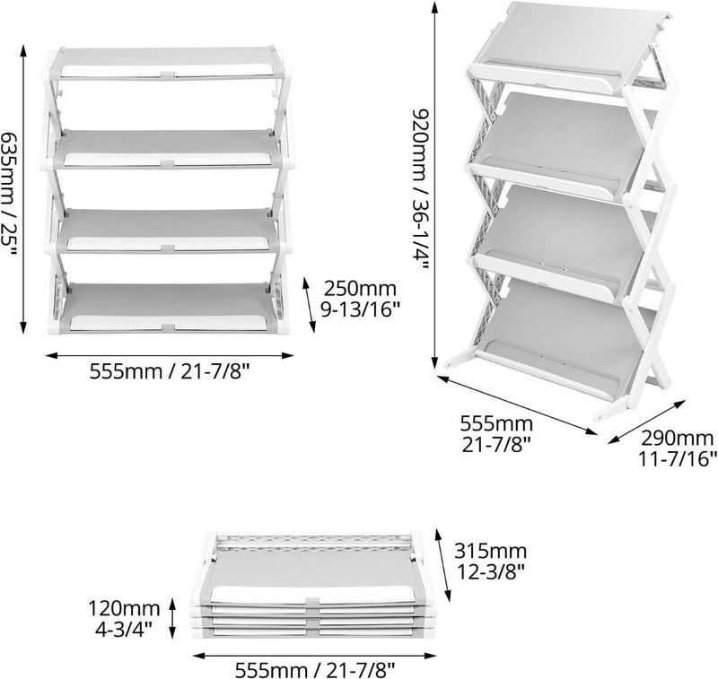 4-Tier Shoe Rack - Grey - Plastic - Adjustable