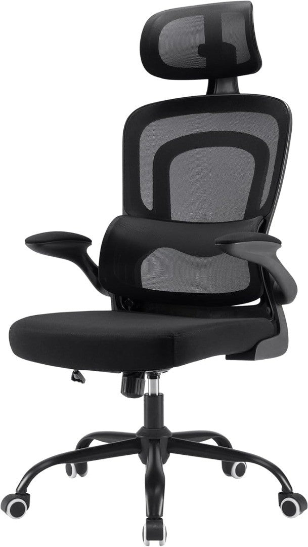 Office Desk Chair with Flip-Up Armrest High Back Ergonomic Computer Chair