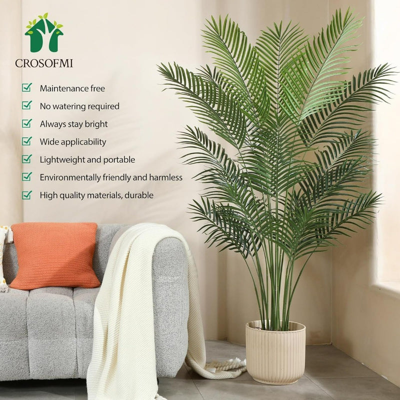 CROSOFMI Artificial Areca Palm Tree 170CM Fake Tropical Palm Plant Perfect Faux