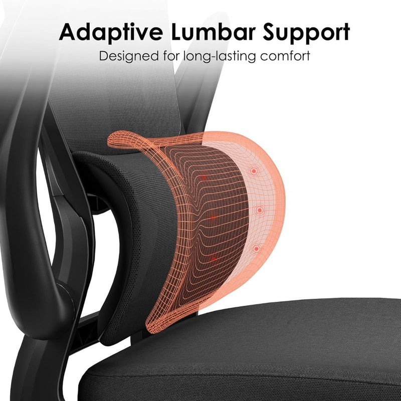 Office Desk Chair with Flip-Up Armrest High Back Ergonomic Computer Chair