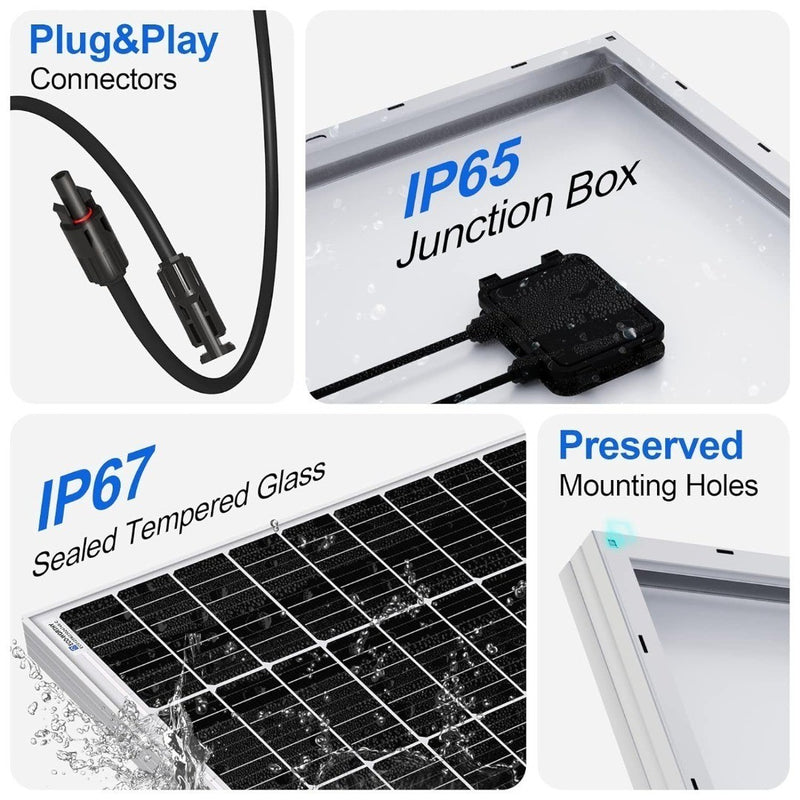 ECO-WORTHY 170 Watts Monocrystalline Solar Panel 12 Volts