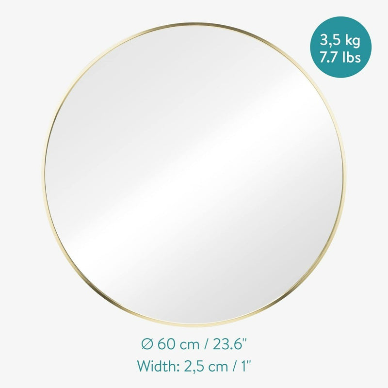 Round Mirror 60cm 24 inches Large Circle Wall Mirror for Bathroom