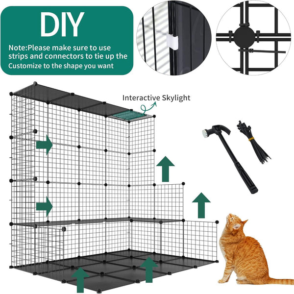 Cat Cage Indoor DIY Cat Enclosure Metal Playpen