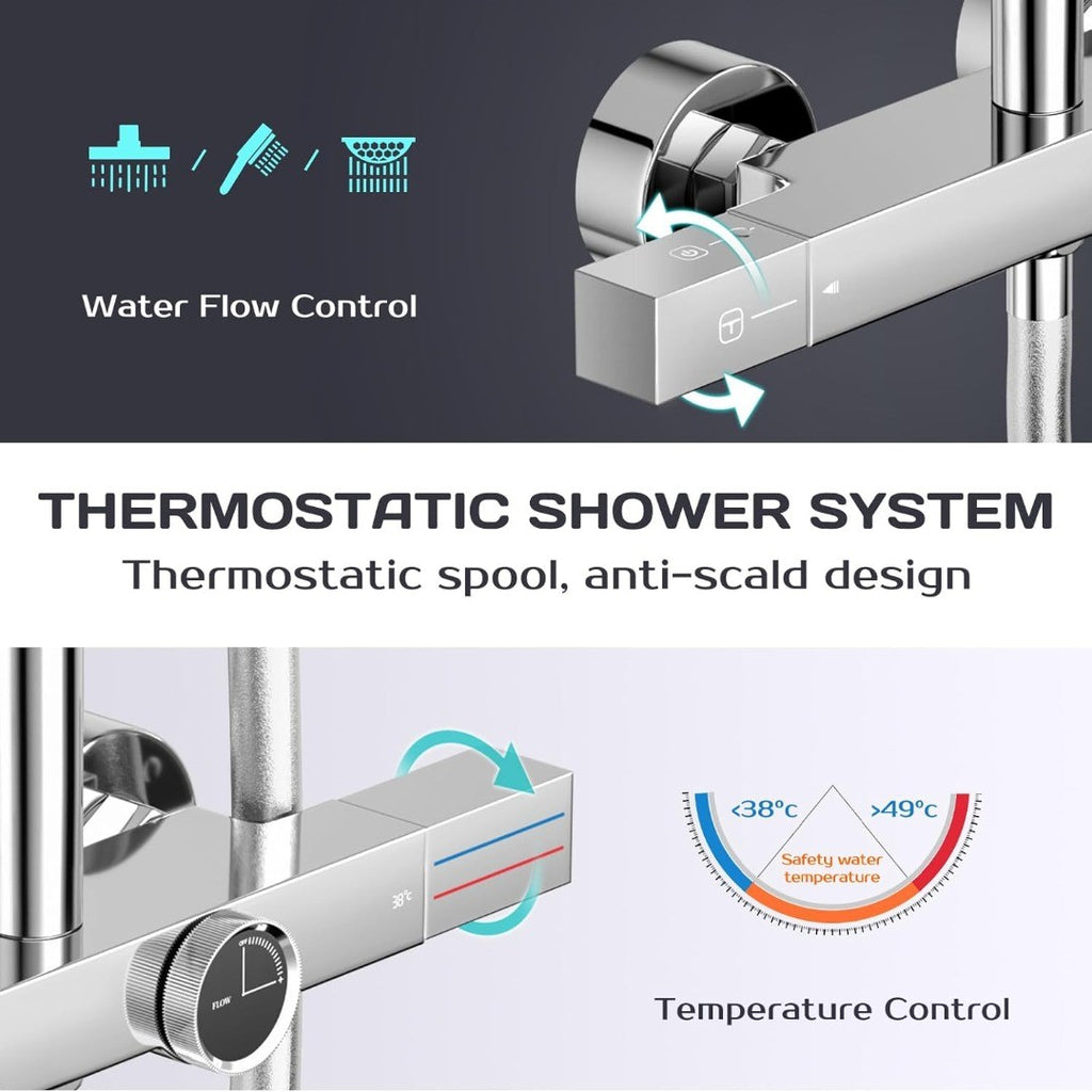 Thermostatic Shower Mixer Set,Thermostatic Shower System, 3 Types Hand