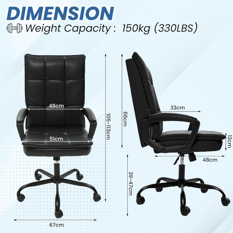 Home Office Chair with Double Padded Backrest