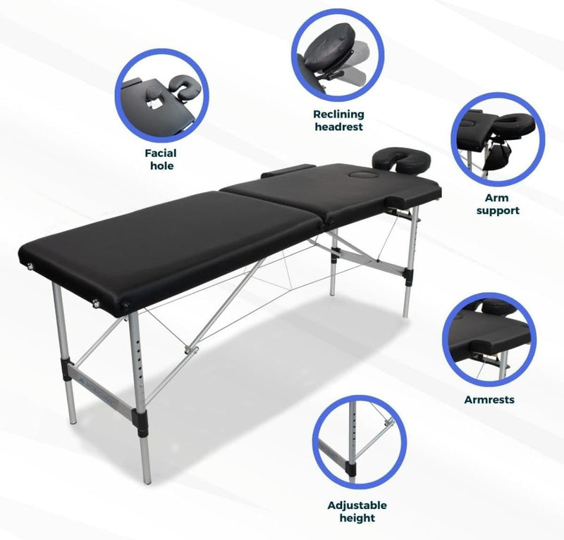 Massage Table- massage Bed with Adjustable Height in Black