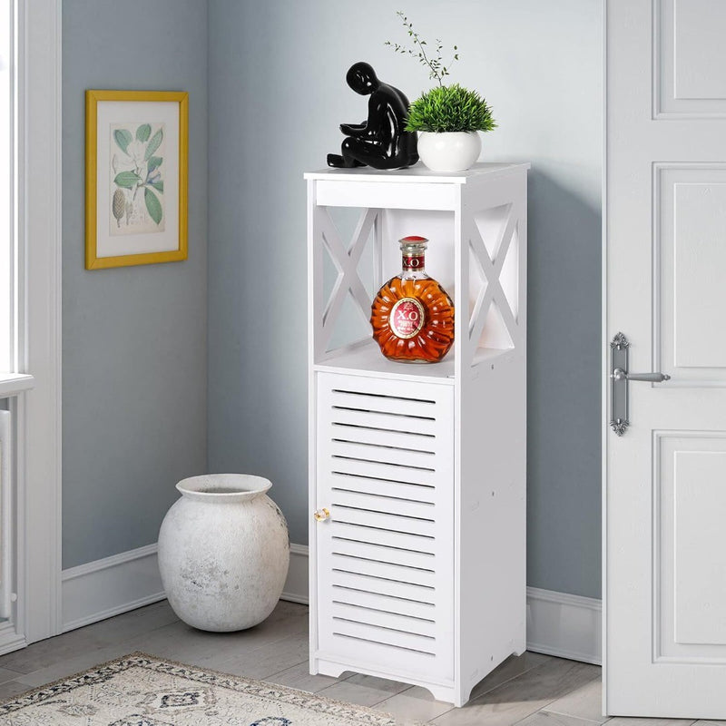 Bathroom Cabinets White Storage Shelf Organizer Cupboard White