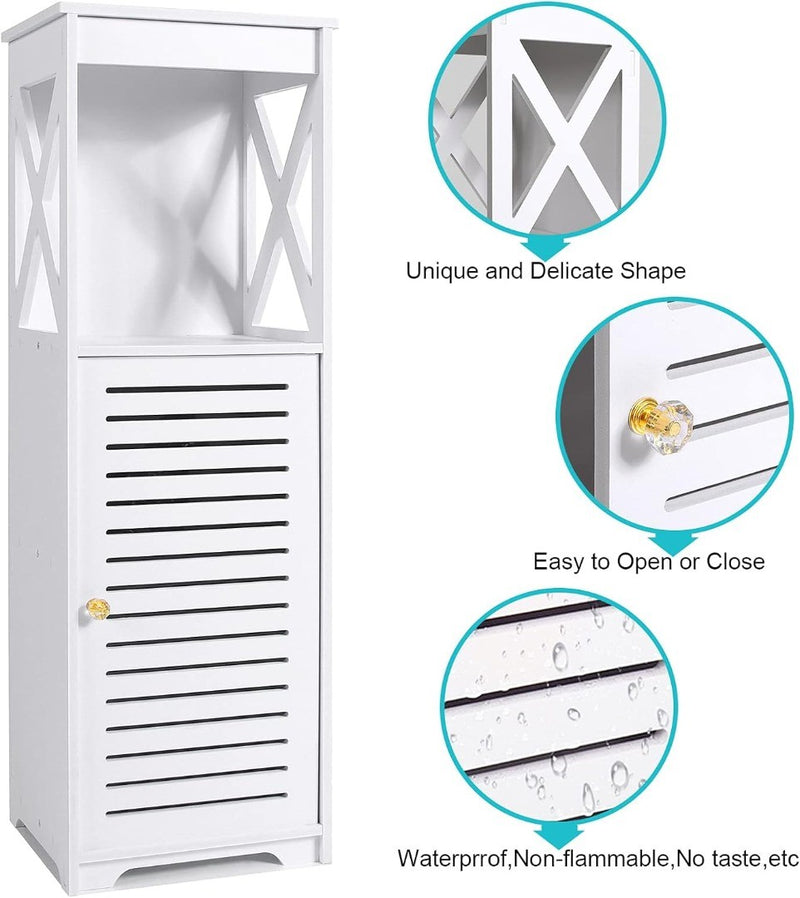 Bathroom Cabinets White Storage Shelf Organizer Cupboard White