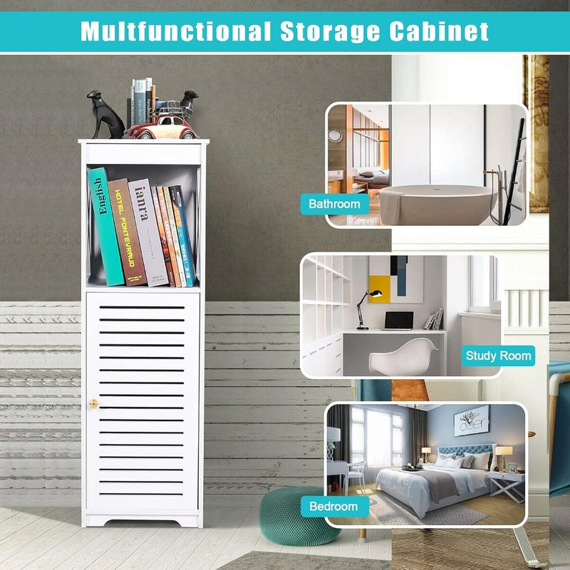 Bathroom Cabinets White Storage Shelf Organizer Cupboard White