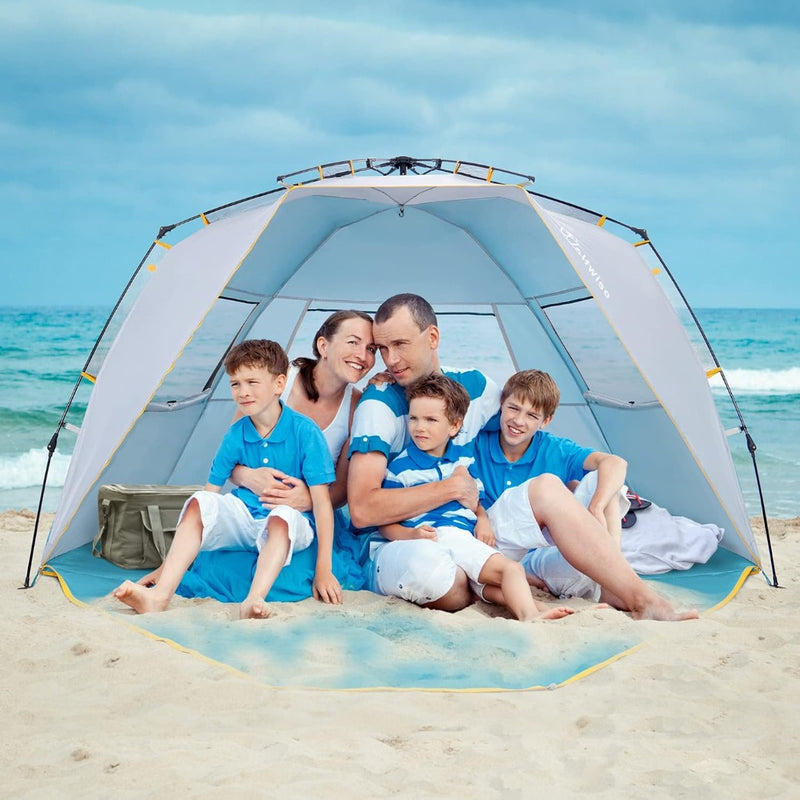 WolfWise Easy Up Beach Tent UPF 50+ Portable Instant Sun Shelter Canopy Umbrella