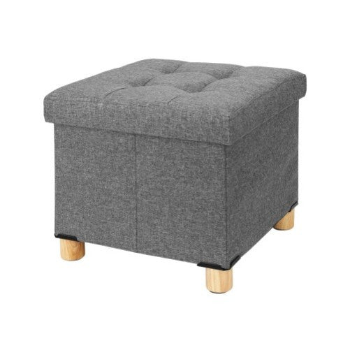 Storage Footstool Grey Ottoman Cube Box Foot Rest 38x38x35cm