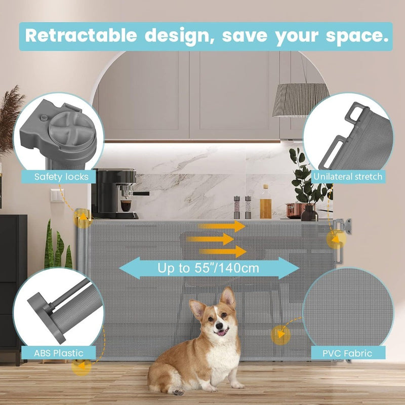 Retractable Stair Gate Stair Safety Gate Extends up to 55",33"W