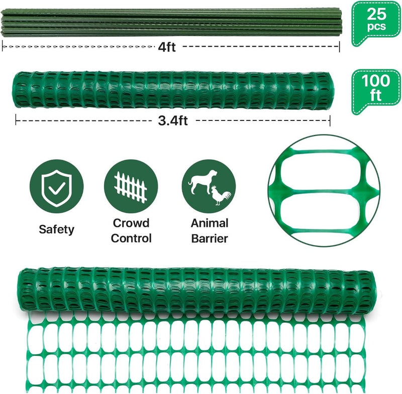 Barrier Fencing Mesh Garden Fence 1 M x 30M with 25 Fencing Pins