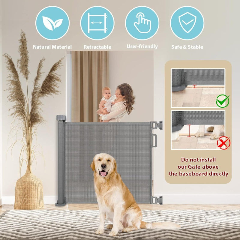 Retractable Stair Gate Stair Safety Gate Extends up to 55" Wide 33"