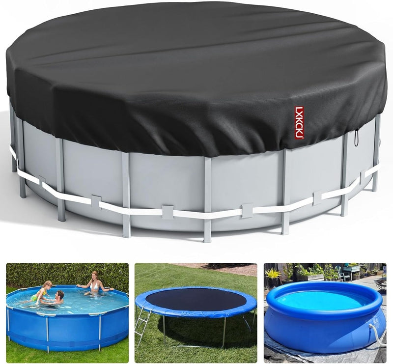 12ft Round Pool Cover - Solar Cover - Waterproof and Dustproof - 370cm - Black