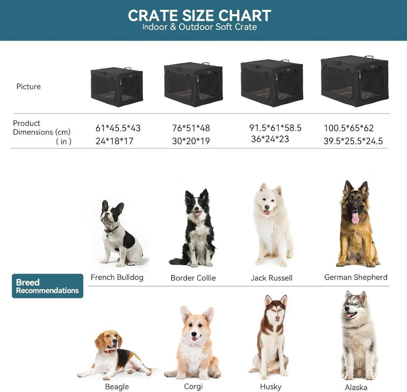 Dog Crate Large Portable Travel Crate Sturdy Frame 76 X 50 X 49CM